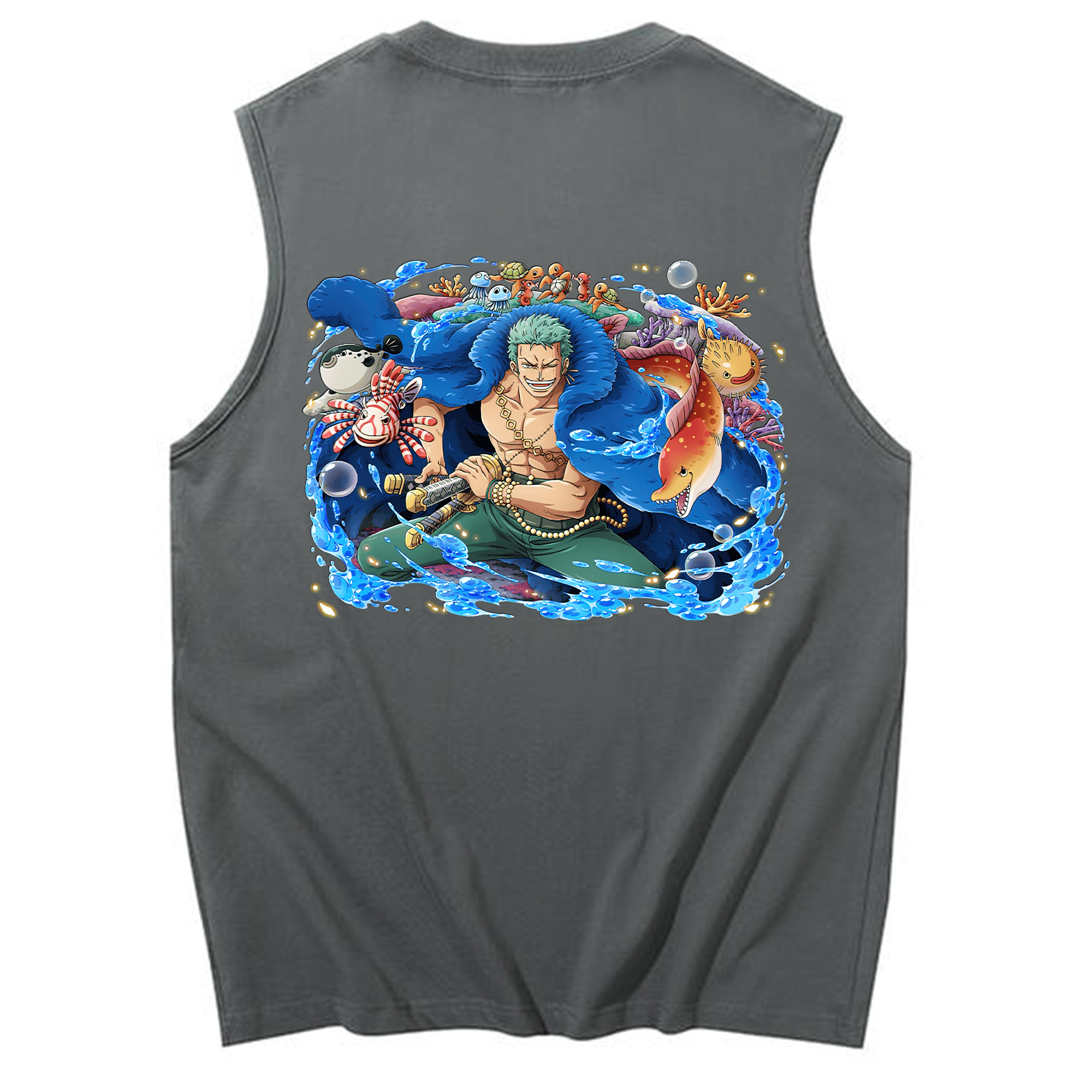 ワンピース ロロノア・ゾロ ONE PIECE Roronoa Zoro コットン100％タンクトップ（背面プリント）